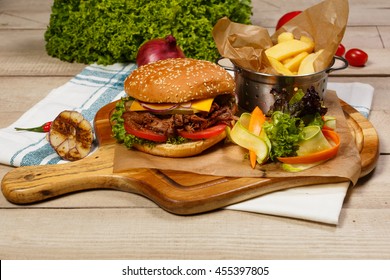 Burger Fries Salad Stock Photo Shutterstock