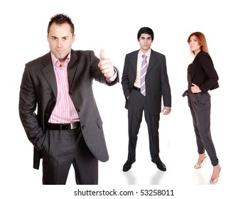 Business Team Posing Over White Background Stock Photo