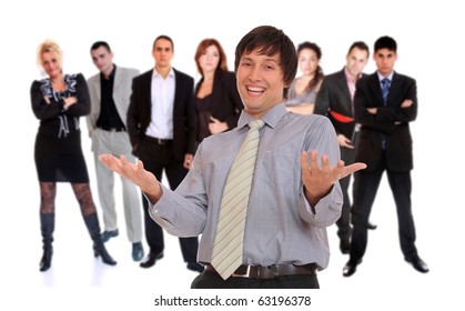 Business Team Posing Over White Background Stock Photo