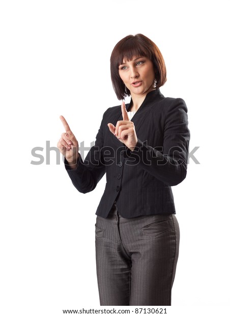 Business Woman Black Suit On White Stock Photo Edit Now