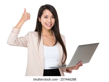 Business Woman Hold Laptop Thumb Stock Photo 257446288 Shutterstock