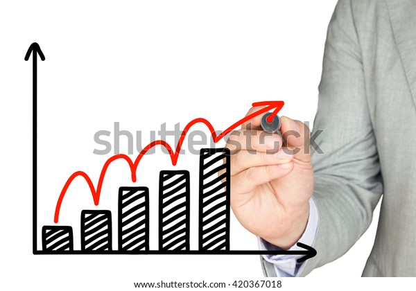 Businessman Drawing Bar Charts Black Success Stock Photo 420367018