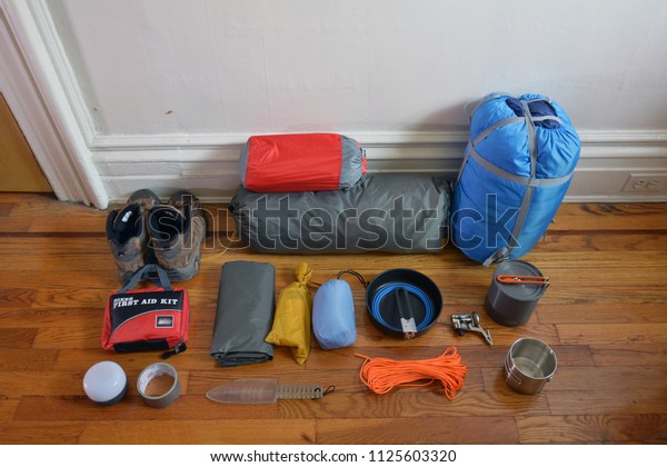 Camping Gear Laid Out Preparation Trip Stock Photo Edit Now