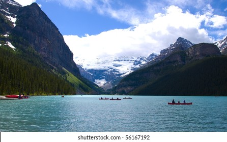 Canoes On Lake Louise Banff National Stock Photo Shutterstock