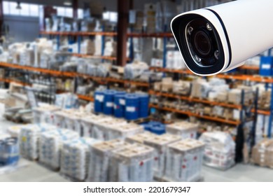 Cctv Camera Operating Inside Warehouse On Stock Photo 2201679347