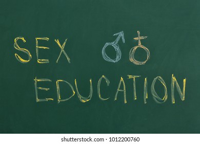 Chalkboard Phrase Sex Education Study Basics Stock Photo