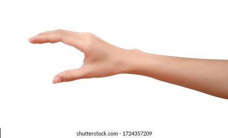 Womans Hand Grabbing Measuring Something Isolated