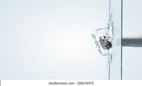 Close Male Fist Breaking Glass Punch Stock Photo Shutterstock