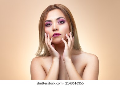 Close Portrait Beautiful Half Naked Woman Stock Photo