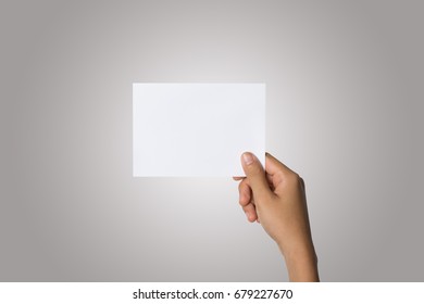 Close Woman Hand Holding Blank Paper Stock Photo Edit Now