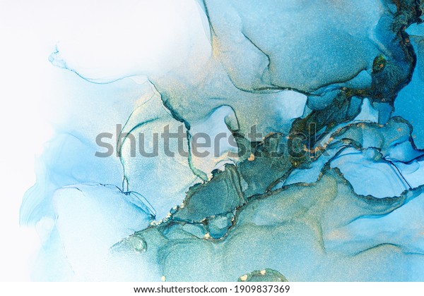 Closeup Blue Shiny Golden Alcohol Ink Stock Photo 1909837369 Shutterstock