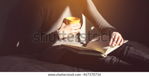 Closeup Female Hands Holding Open Book Stock Photo Edit Now