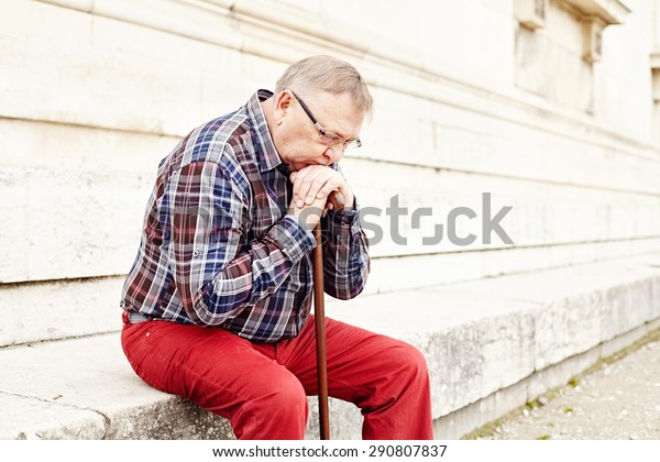 Closeup Portrait Pensive Mature Man Glasses Stock Photo