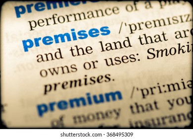 Closeup Word English Dictionary Premises Definition Stock Photo