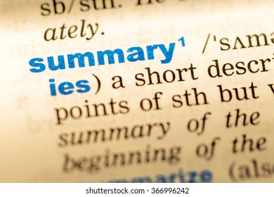 Closeup Word English Dictionary Summary Definition Foto De Stock