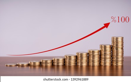 Coin Stack Step Down Graph Red Stock Photo 1314044873 Shutterstock