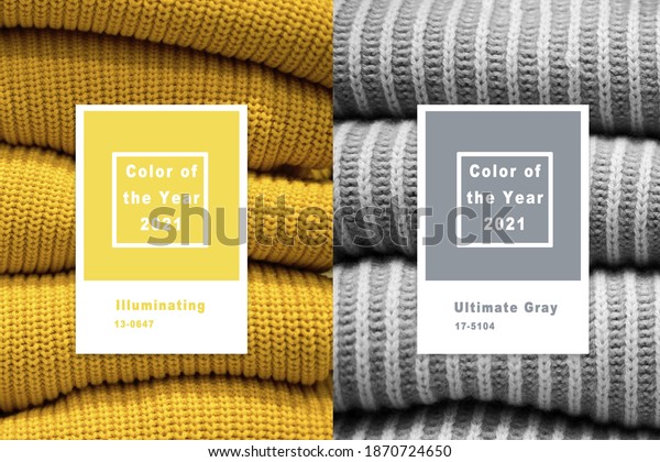 Collage New Pantone Illuminating Ultimate Gray Stock Photo Edit Now