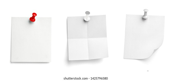 Collection Various Note Paper Push Pin Stock Photo