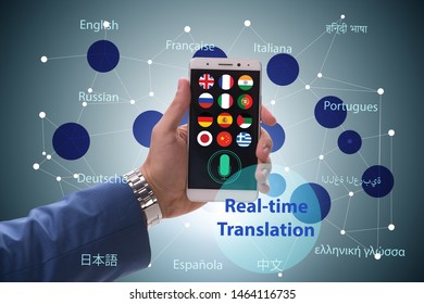 Concept Real Time Translation Smartphone App Stock Photo