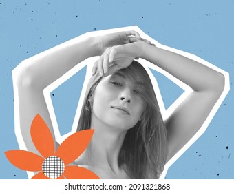 Creative Modern Design Cropped Naked Female Stock Photo