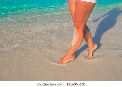 Crispy Tanned Women Legs On Beach Stock Photo Shutterstock