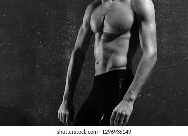 Muscular Nude Man Pumped Bodybuilder Dark Stock Photo Edit Now