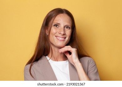 Cute Mature Woman Smiling Cheerfully Stock Photo 2193021367 Shutterstock