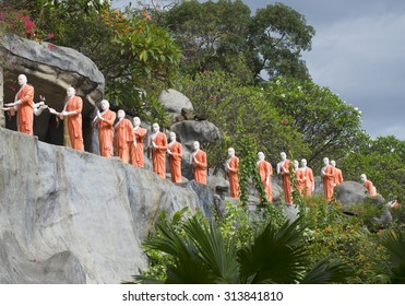 Statues Buddhist Monks Queuing Take Lotus Stock Photo Edit Now