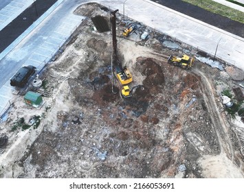 Deep Foundation Machine Drilling Rig Pile Stock Photo