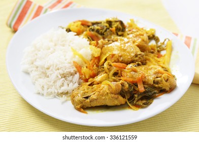 Delicious Indian Chicken Wings Rice Vegetables Stock Photo 336121559