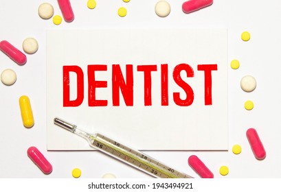 Dentist Sign Wood Medical Word Concept Stock Photo