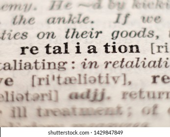 Dictionary Definition Word Retaliation Selective Focus Stock Photo