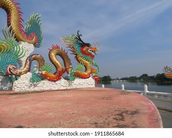 Twin Chinese Dragon On Roof Blue Stock Photo 93348139 Shutterstock