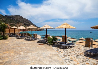 Elounda Village Plaka Beach Crete Greece Stock Photo