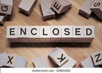 Enclosed Word Written Wooden Cube Stock Photo 534832402 Shutterstock