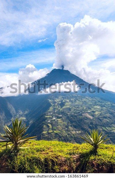 Eruption Volcano Tungurahua Cordillera Occidental Andes Stock Photo