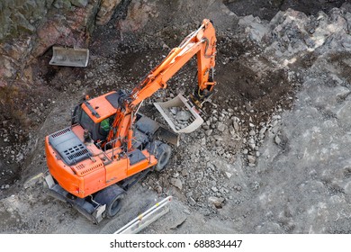 Coal Mining Hydraulic Excavator Coal Mining Stock Photo