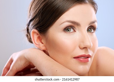 Face Portrait Woman Natural Skin Naked Stock Photo