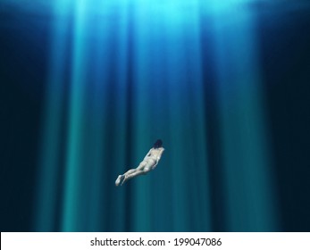 Fantasy Naked Female Diver Deep Under Foto De Stock Shutterstock