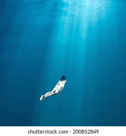 Fantasy Naked Female Diver Deep Under Stock Photo Edit Now