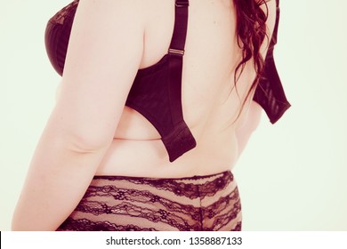 Fat Woman Wearing Black Lingerie Bra Stock Photo Edit Now 1491424691