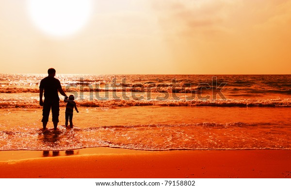 Father Son On Sunset Stock Photo Shutterstock