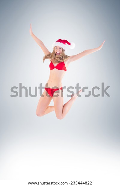 Festive Fit Blonde Red Bikini On Stock Photo 235444822 Shutterstock