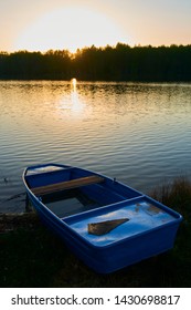 Fishing Boat Calm Lake Waterold Fishing Stock Photo