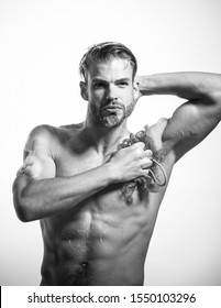 Fitness Man Muscular Body Taking Shower Foto Stok 1550103296 Shutterstock