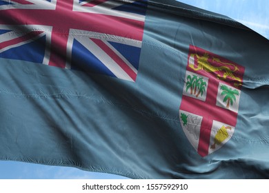 Flag Fiji Fabric Waving Blue Sky Stock Photo 1557592910 Shutterstock