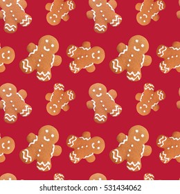 Gingerbread Man Christmas Wrapping Paper Seamless Stock Photo 531434062