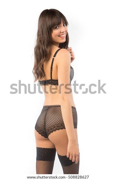 Girl Elegant Black Lace Lingerie Stockings Stock Photo Edit Now