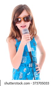 Girl Singing Song Isolated On White Stock Photo Shutterstock