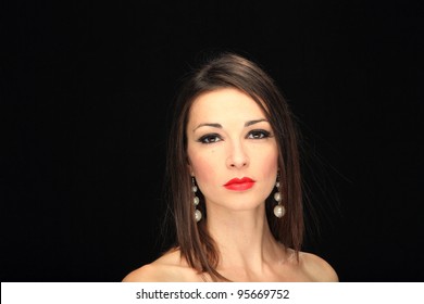 Beautiful Latina Woman Bare Shoulder Portrait Stock Photo 1282189849